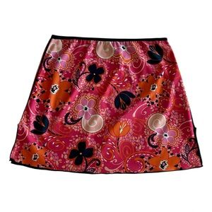 Vintage Y2K Pink Orange Relaxed A-Line Mini Skirt Elastic Waist Size M